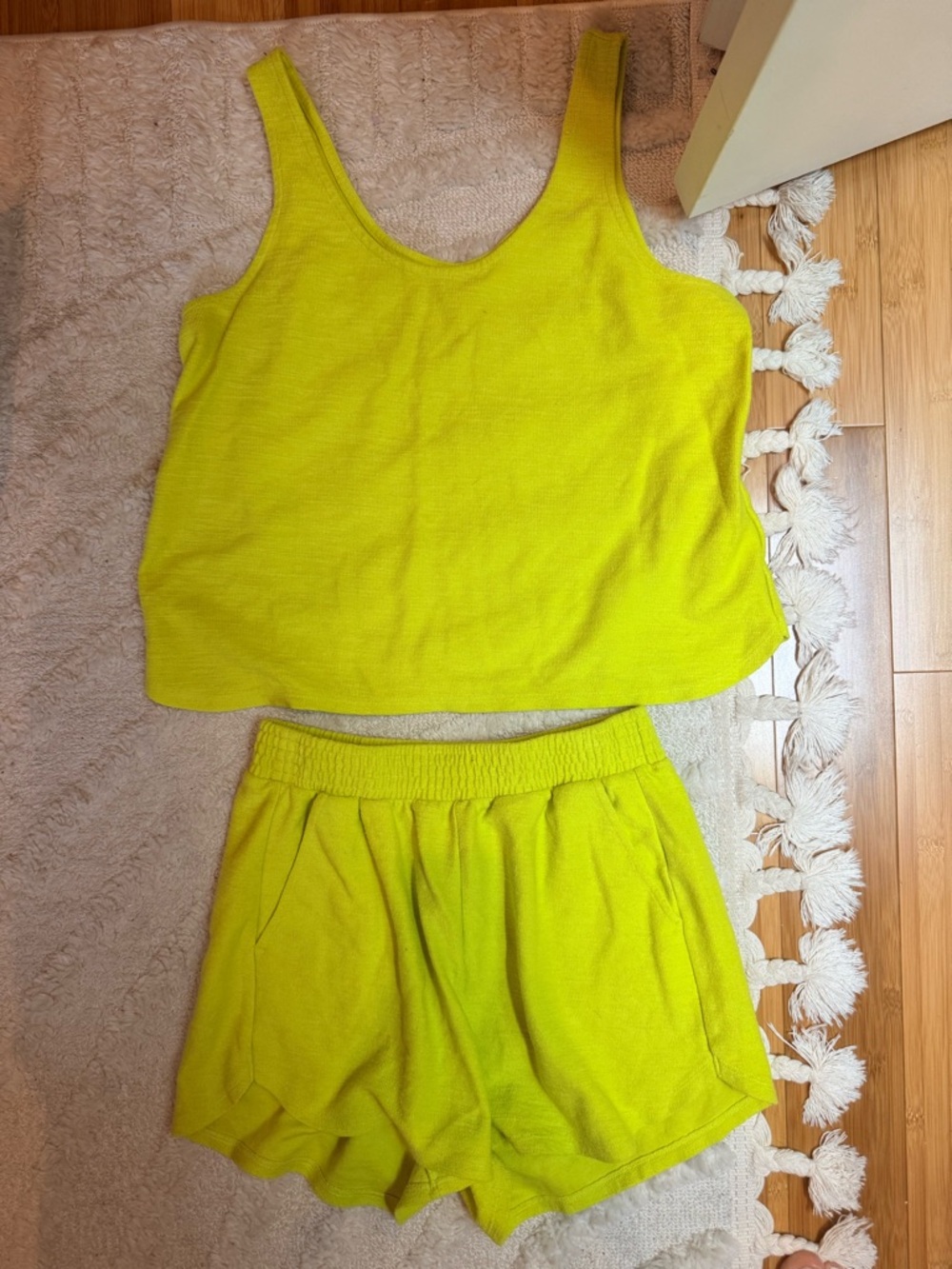 Old Navy Neon Yellow Smocked Waist Shorts Set